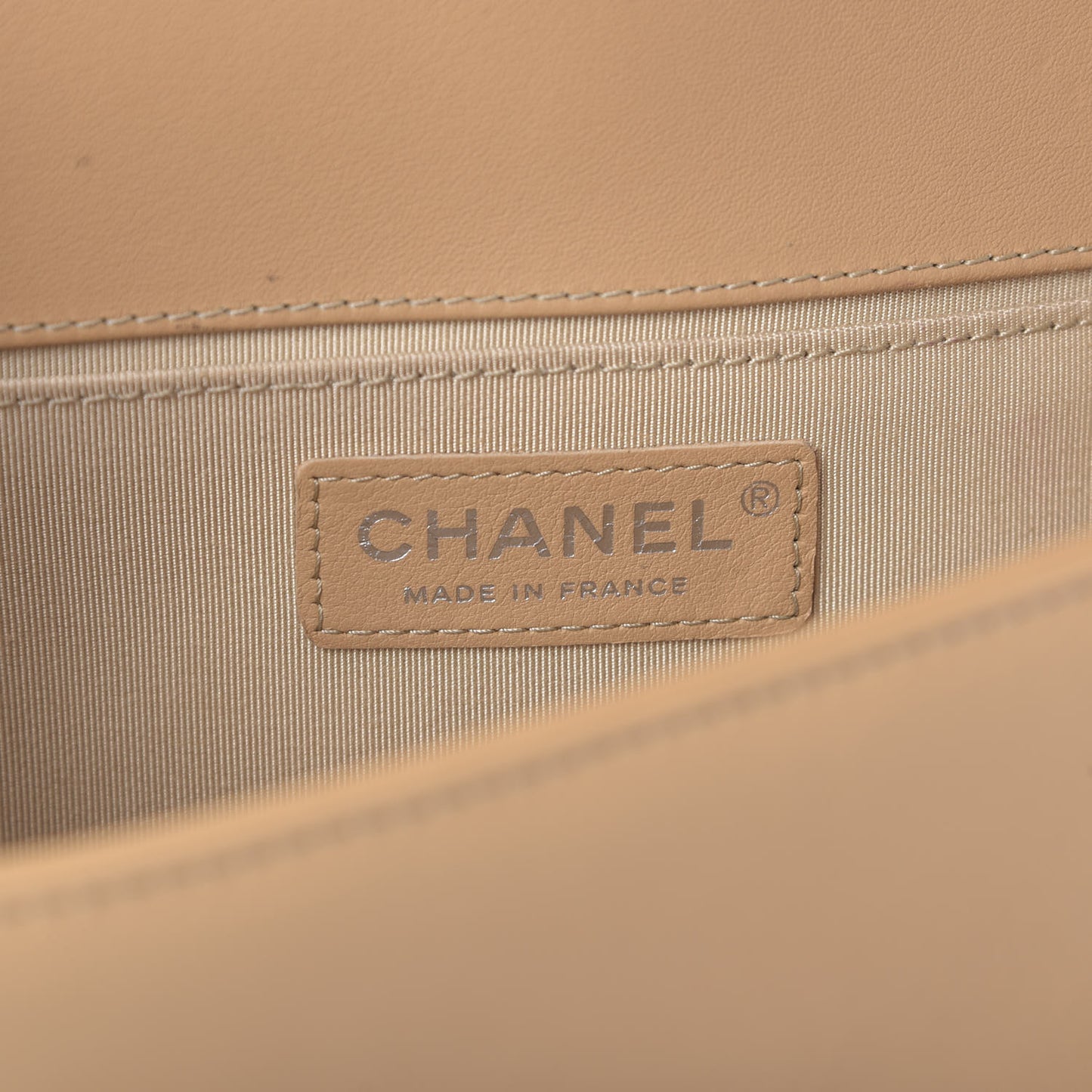 Calfskin Chevron Medium Boy Flap Beige