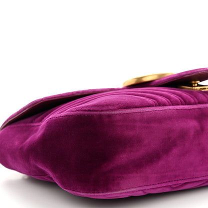 Gucci Velvet Matelasse Medium GG Marmont Shoulder Bag Fuchsia Violet Cyclamen 9 of 14