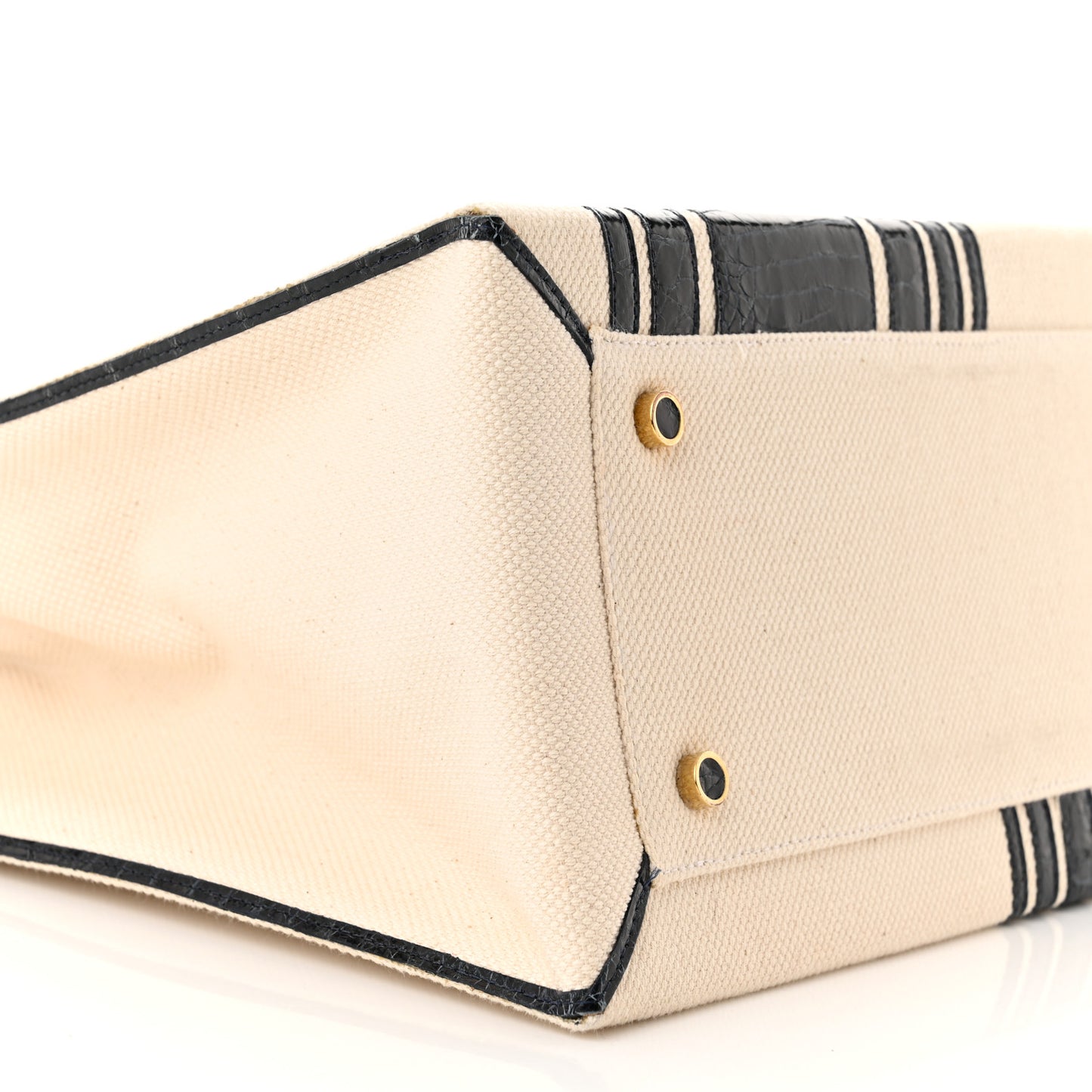 Linen Crocodile Medium Emma Stripe Tote Blue