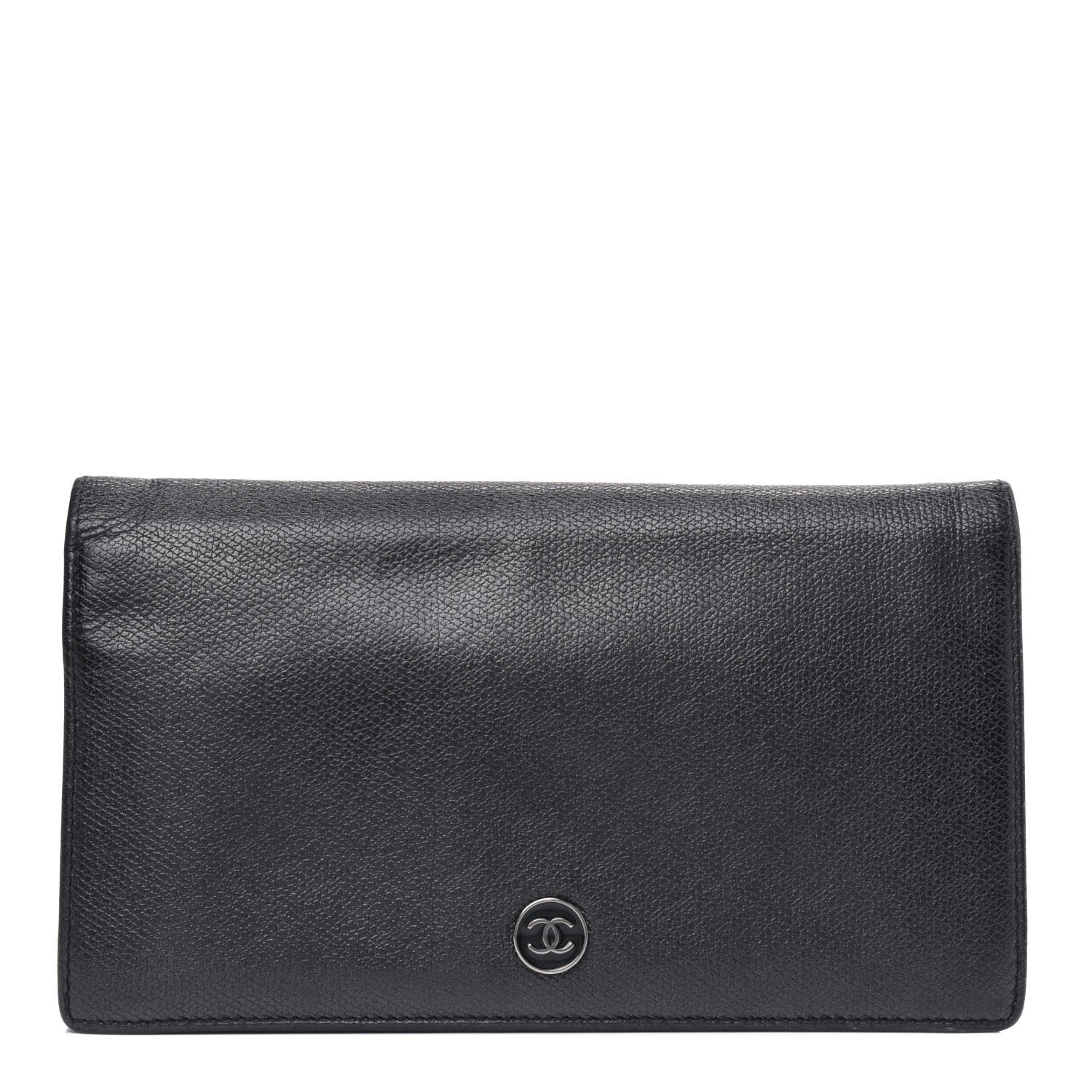 Chanel Grained Calfskin CC Button Yen Wallet Black 1 of 4