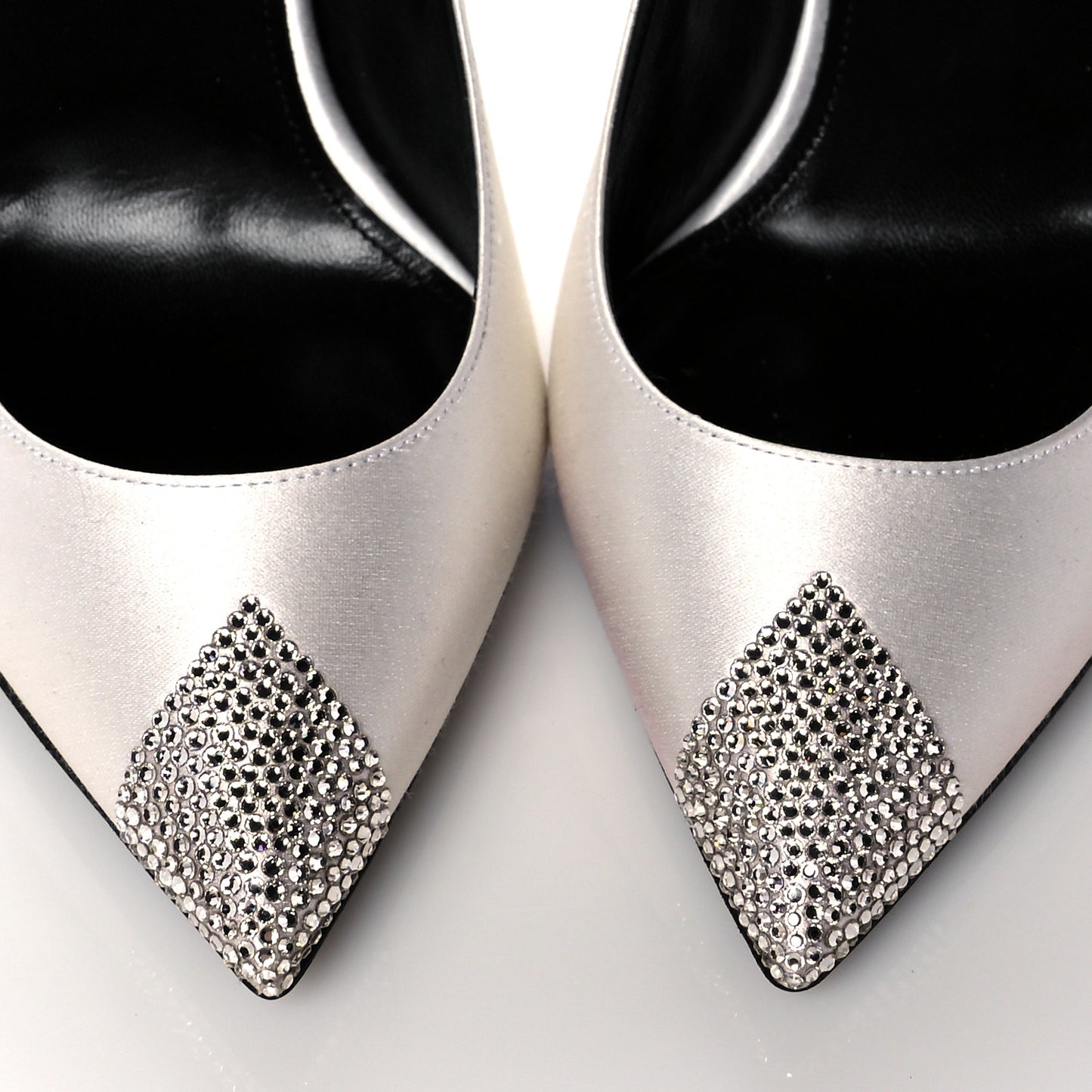 Satin Crystal Embellished Tower 110 Pump 37.5 White