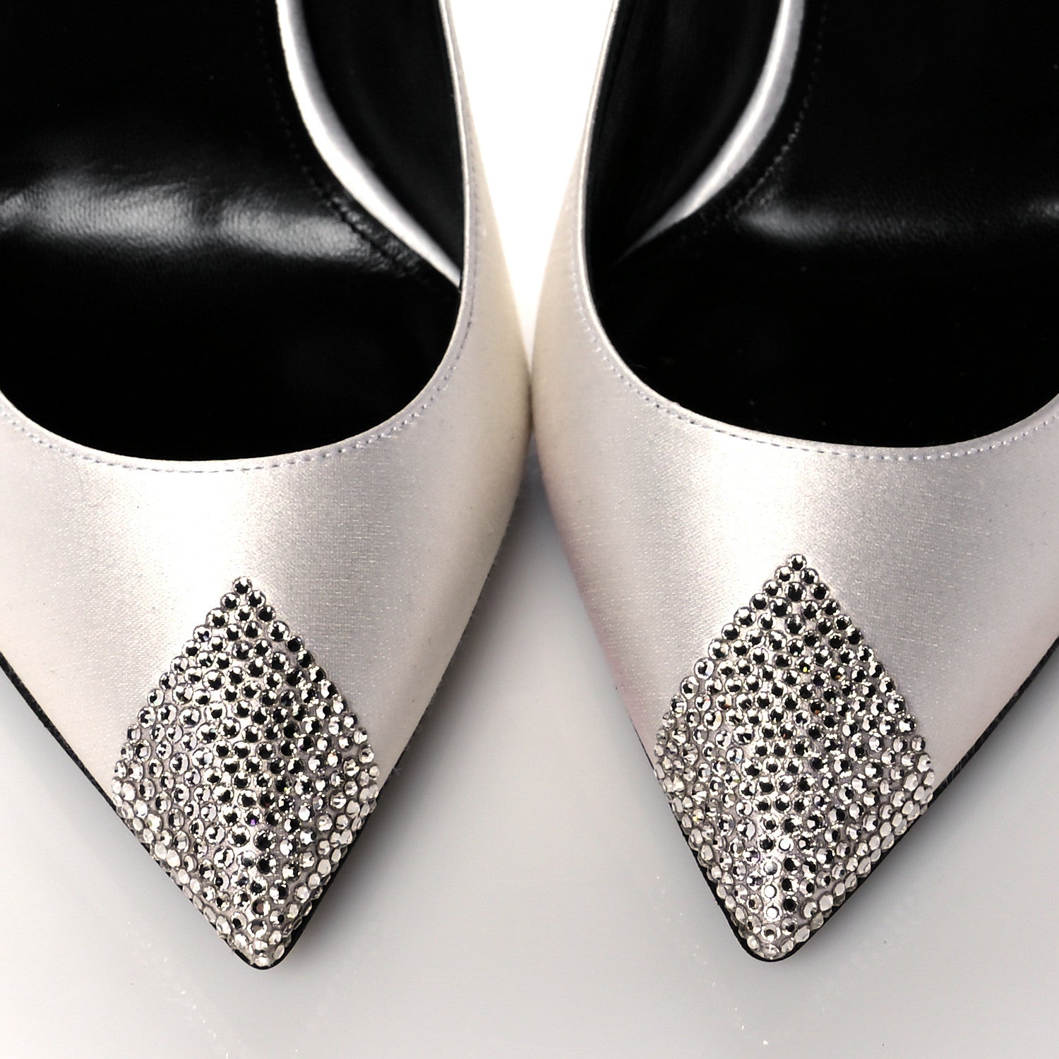 Saint Laurent Satin Crystal Embellished Tower 110 Pump 37.5 White 8 of 8