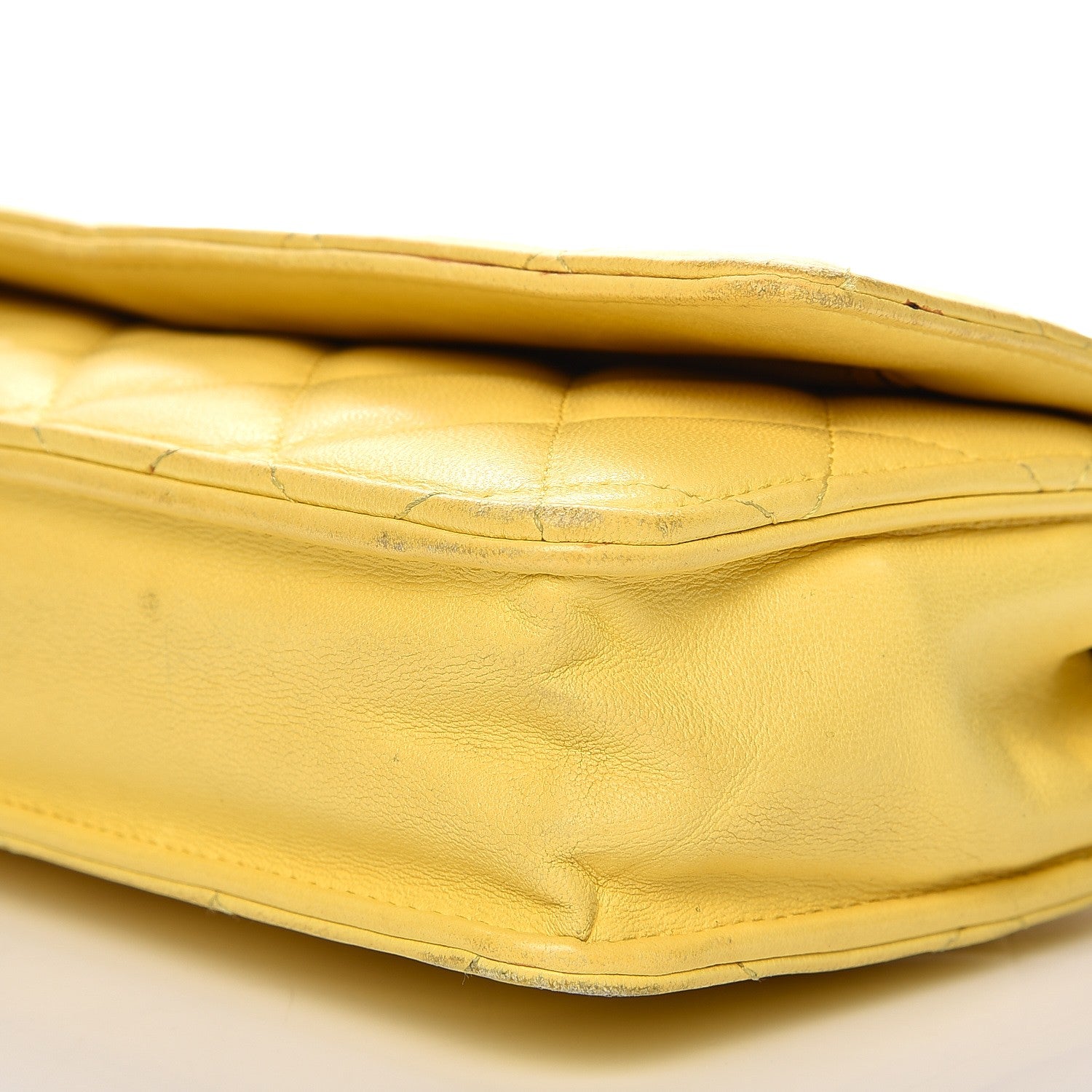 Chanel Lambskin Quilted Wallet on Chain WOC Yellow 19 of 21