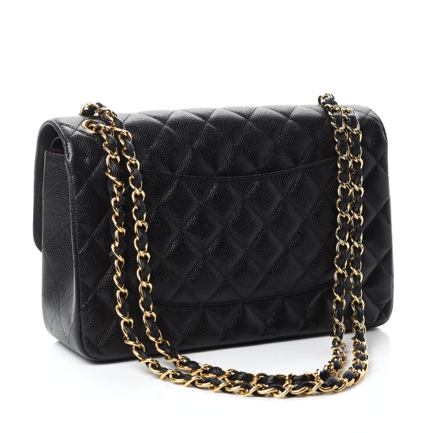 Caviar Quilted Jumbo Double Flap Black