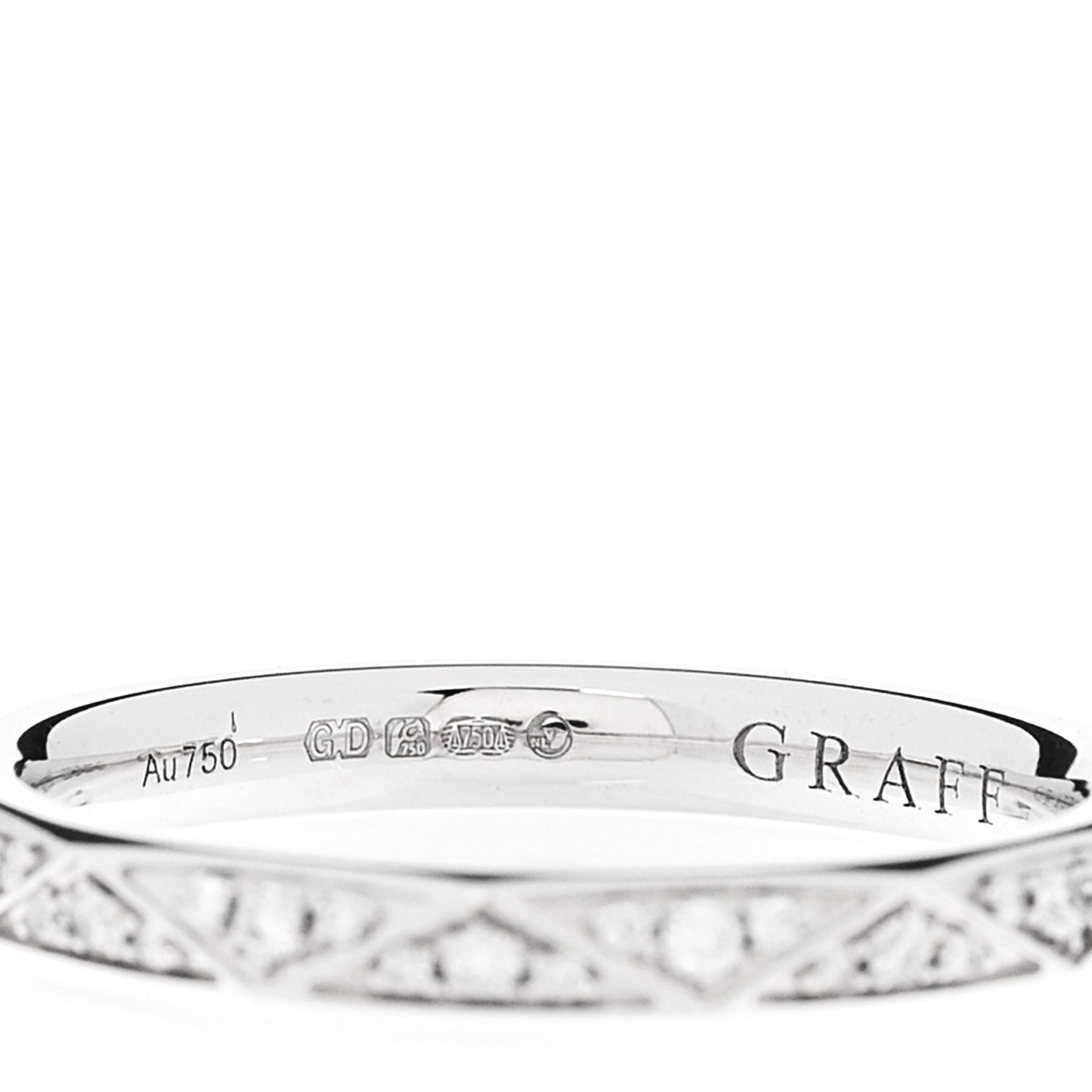 18K White Gold Diamond Laurence Graff Signature Band Ring 49 4.75