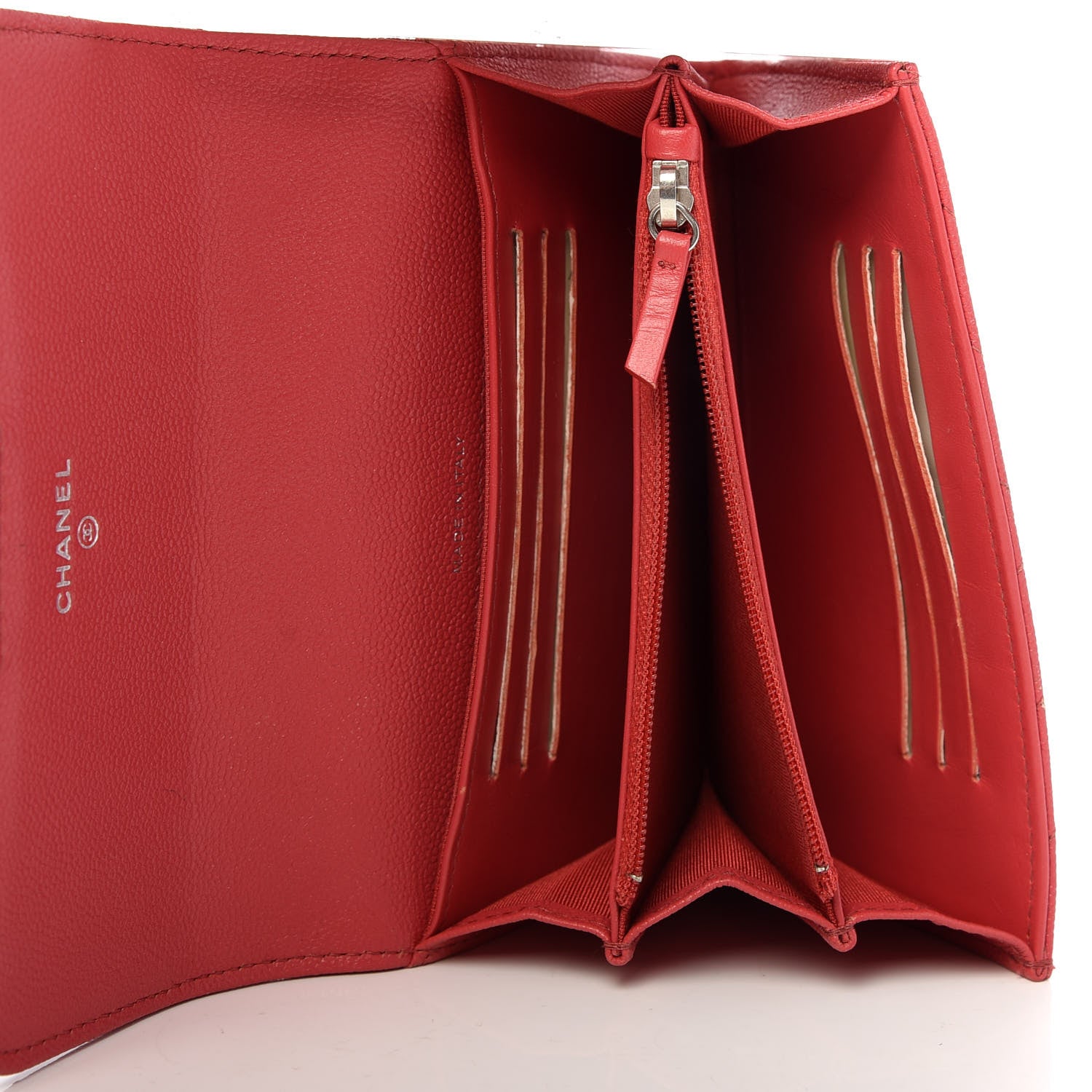 Chanel Caviar Chevron Quilted Medium Flap Wallet Red 5 of 9