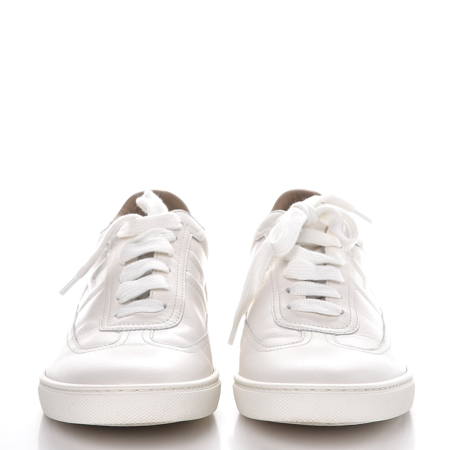Hermes Calfskin Quicker Sneakers 37 Blanc White Orange 3 of 12
