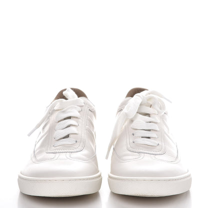 Hermes Calfskin Quicker Sneakers 37 Blanc White Orange 3 of 12