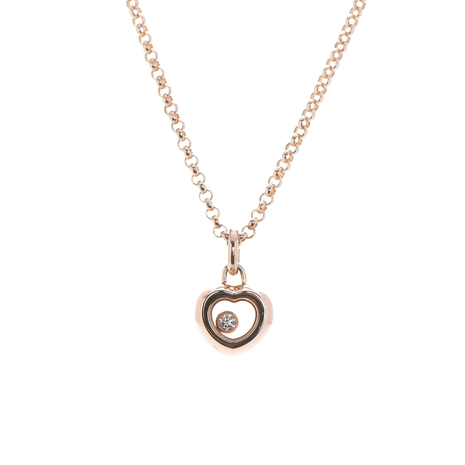 Chopard 18K Pink Gold Happy Diamonds Heart Pendant Necklace 4 of 8