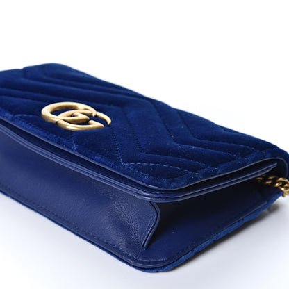 Gucci Velvet Matelasse GG Marmont Mini Bag Cobalt Blue 9 of 9