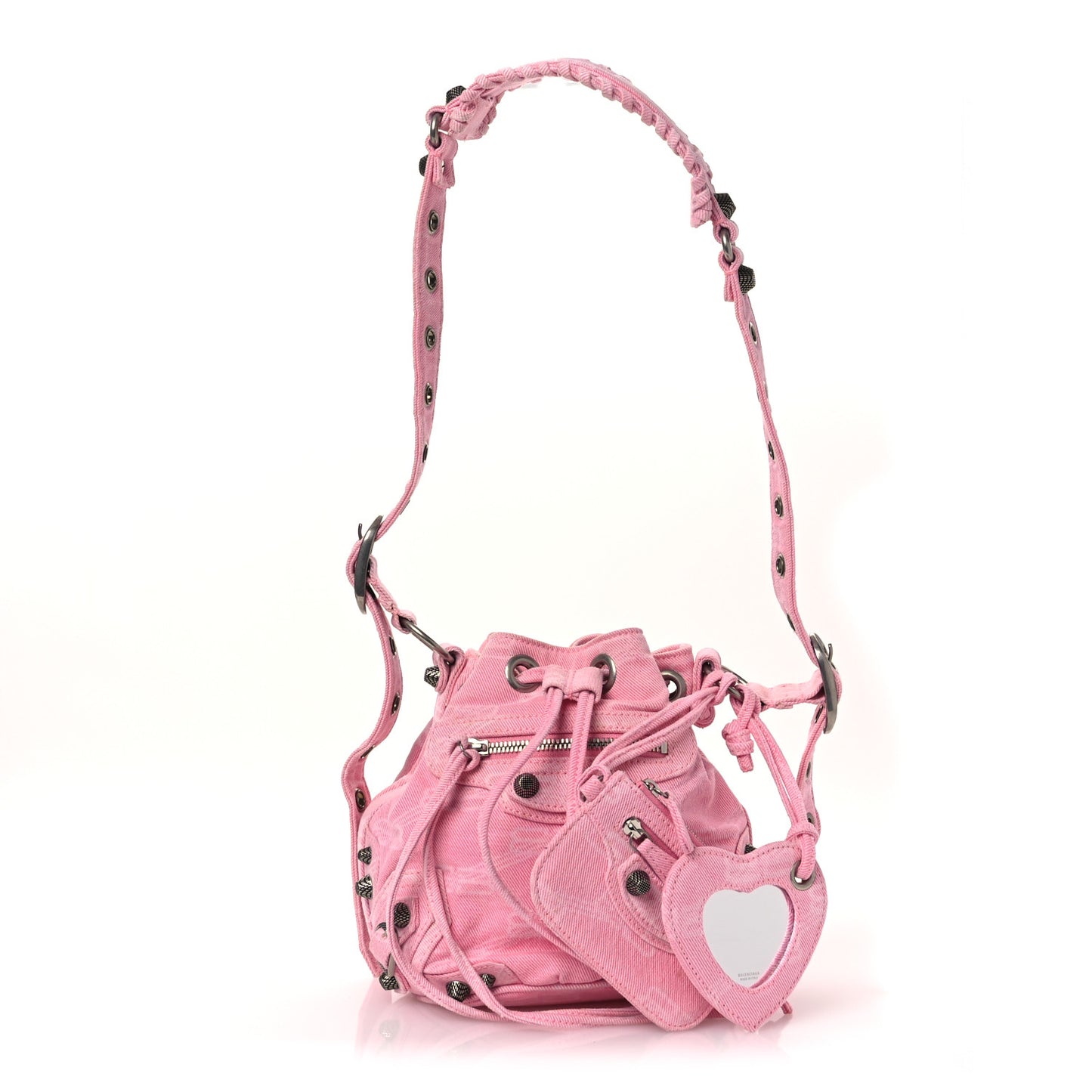 Washed Denim BB Monogram Le Cagole Bucket Bag XS Sweet Pink