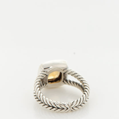David Yurman Sterling Silver Diamond Citrine 7mm Petite Albion Ring 50 5.5 3 of 4