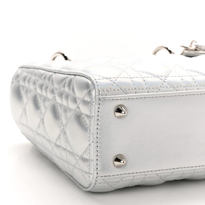 Christian Dior Iridescent Metallic Lambskin Cannage Small My ABCDior Lady Dior Silver 9 of 11