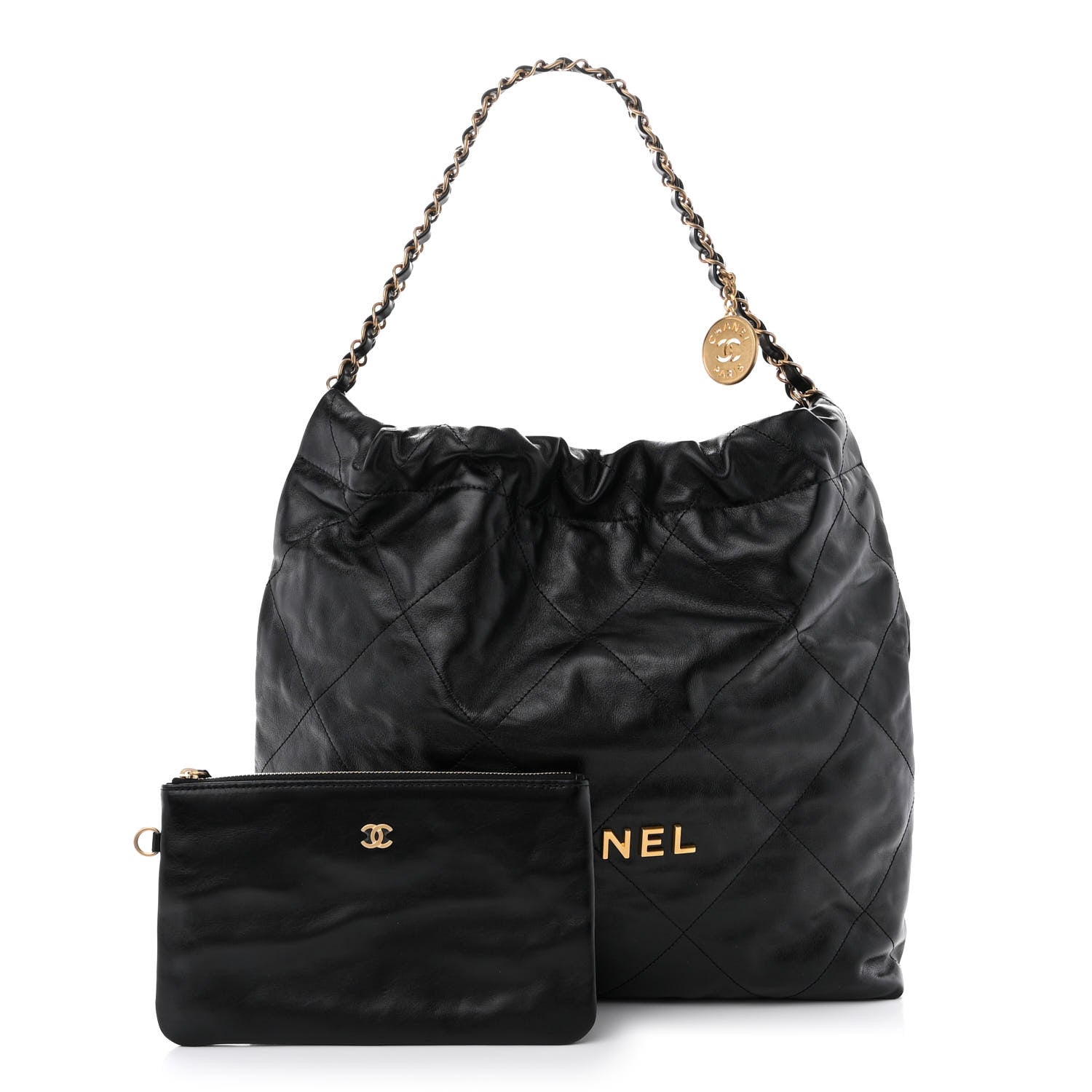 Chanel Shiny Calfskin Quilted Chanel 22 Black 1 of 11