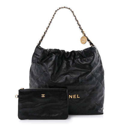 Chanel Shiny Calfskin Quilted Chanel 22 Black 1 of 11