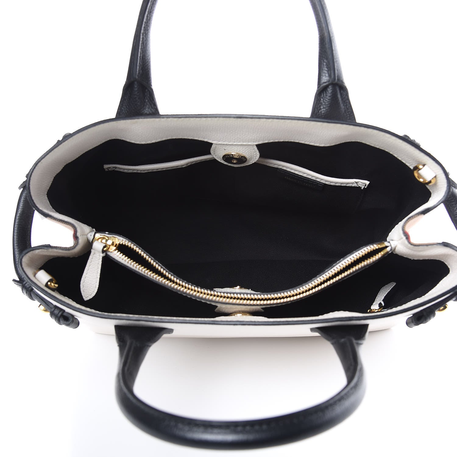Burberry Derby Calfskin House Check Medium Bi-Color Banner Tote Natural Black 5 of 11