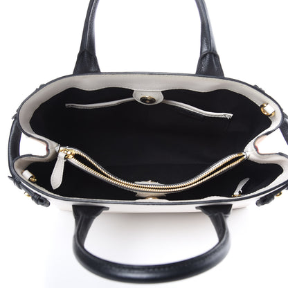 Burberry Derby Calfskin House Check Medium Bi-Color Banner Tote Natural Black 5 of 11