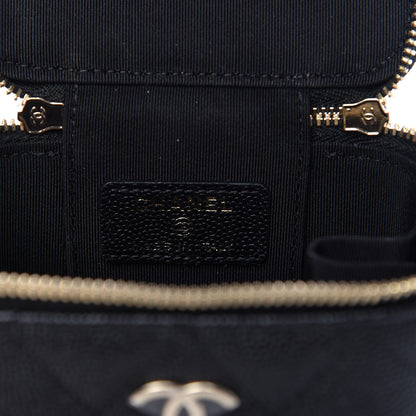 Chanel Caviar Quilted Mini Pearl On Top Vanity Case With Chain Black 8 of 10