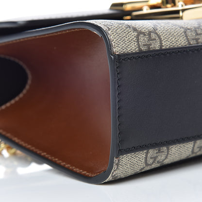 Gucci GG Supreme Monogram Calfskin Small Padlock Shoulder Bag Beige Black Cuir 10 of 12