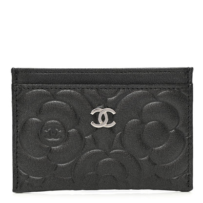 Chanel Goatskin Camellia Embossed Card Holder Black 1 of 10