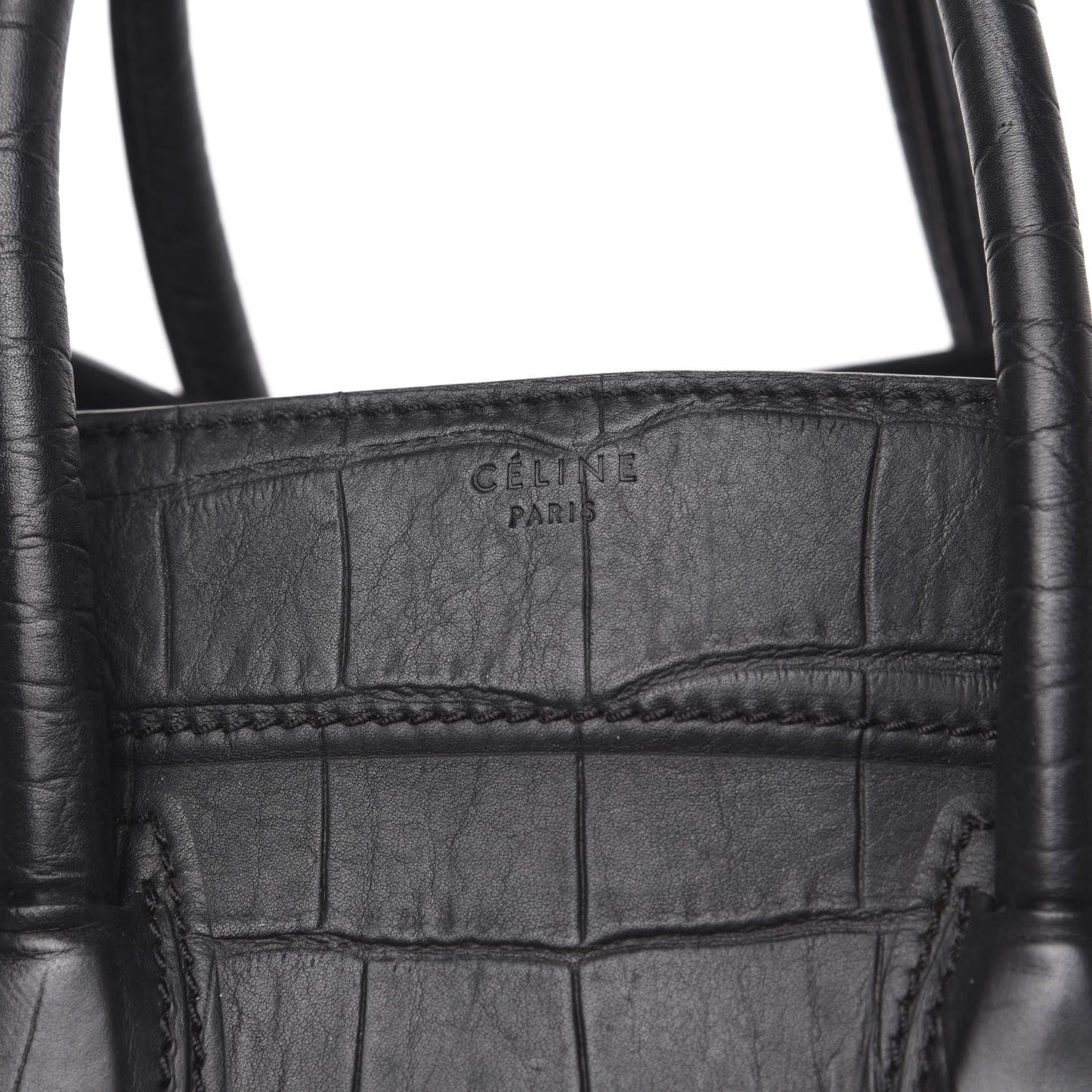 Crocodile Embossed Calfskin Medium Phantom Luggage Black