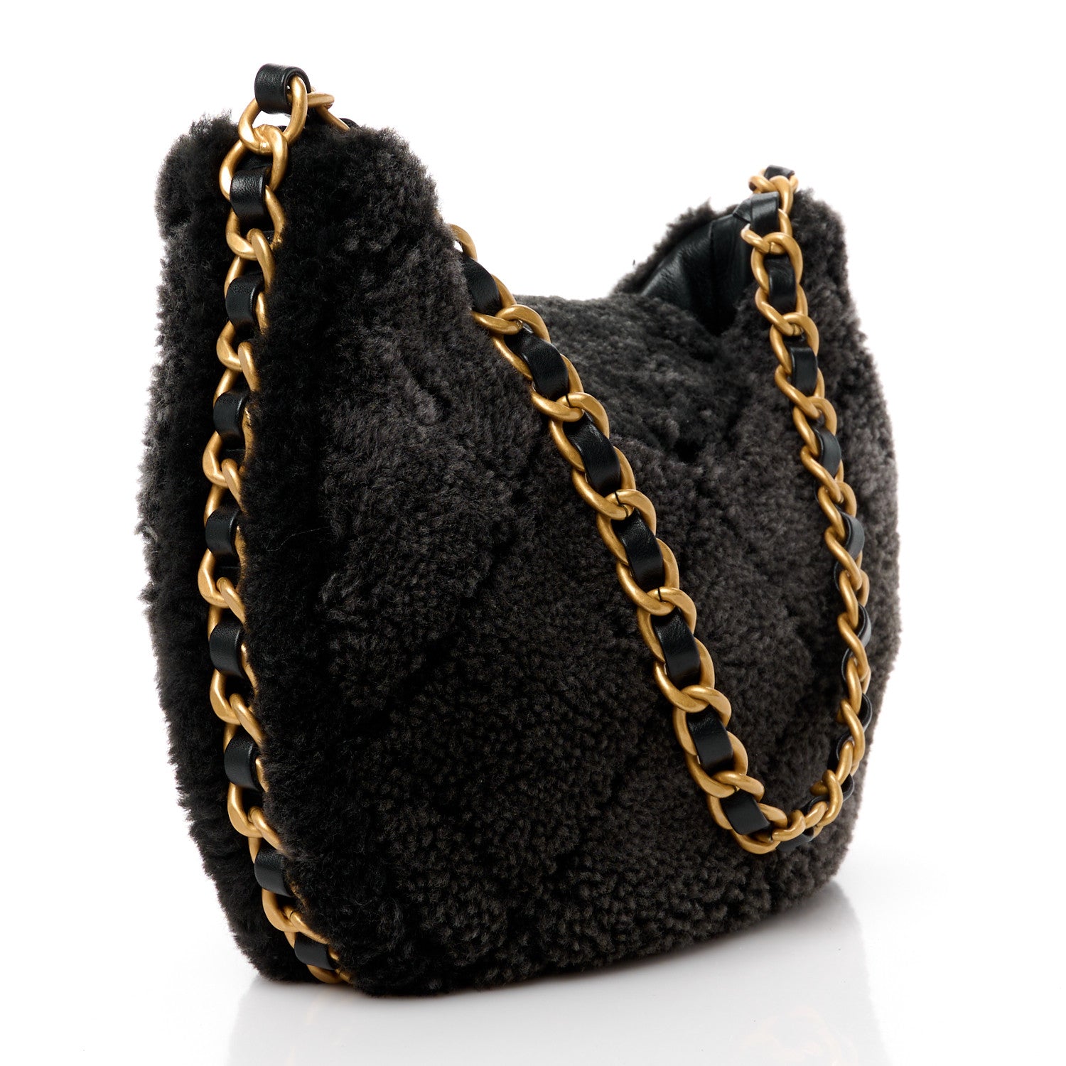 Chanel Shearling Quilted Hobo Black 3 of 12