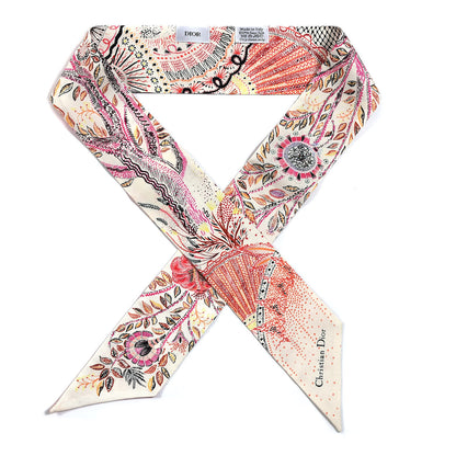 Christian Dior Silk Tree of Life Mitzah Scarf Beige 1 of 3