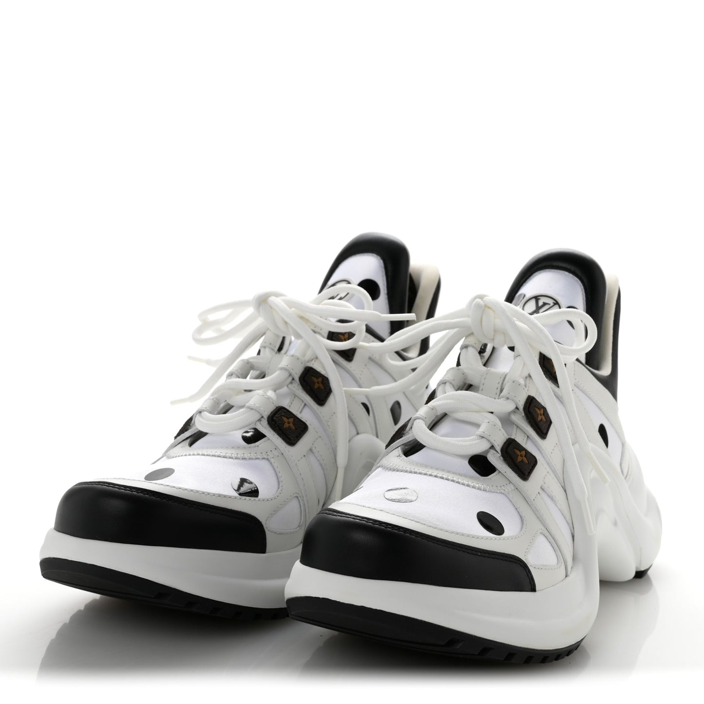 Calfskin Satin Printed Polka Dot Monogram LV Archlight Sneakers 39.5 White