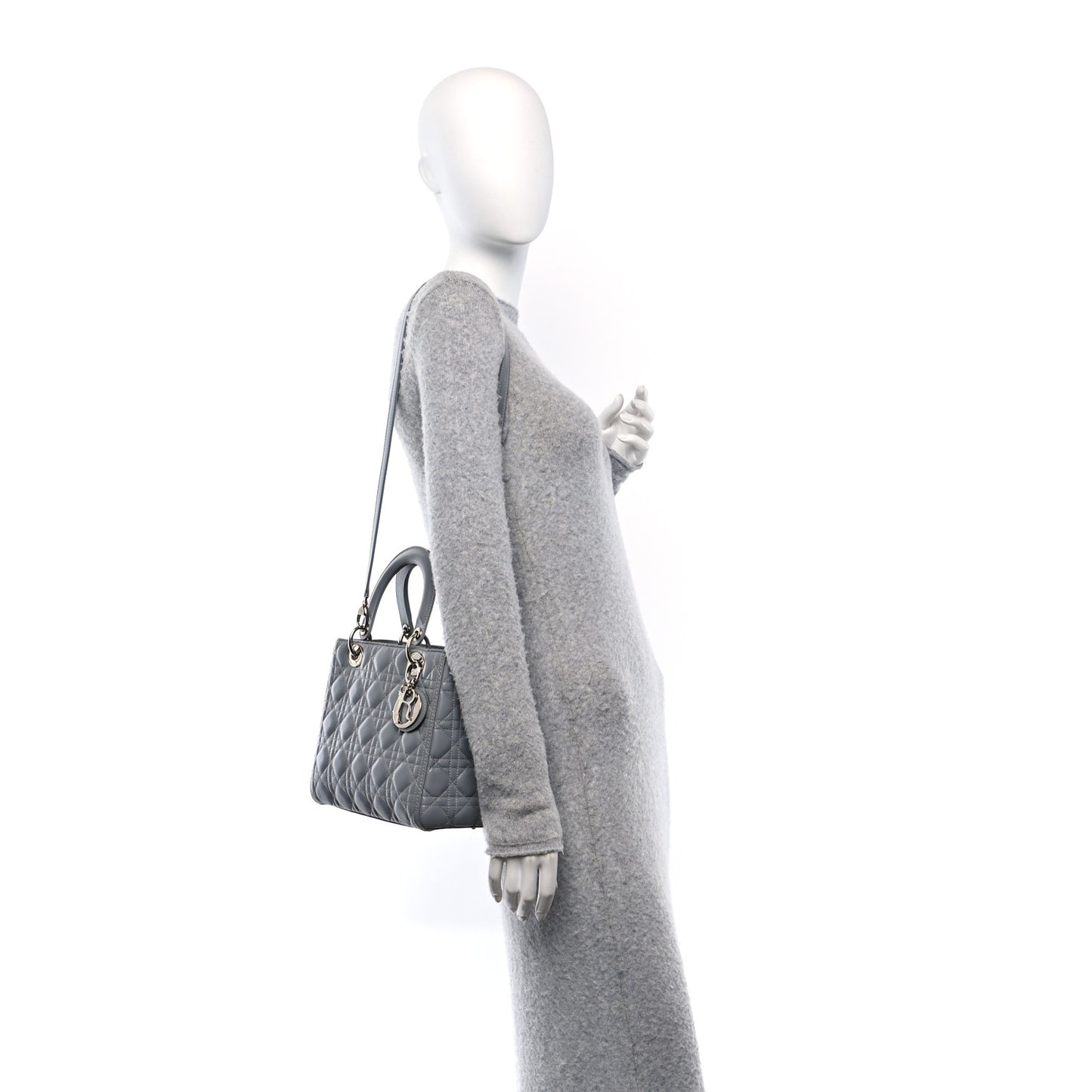 Lambskin Cannage Medium Lady Dior Grey