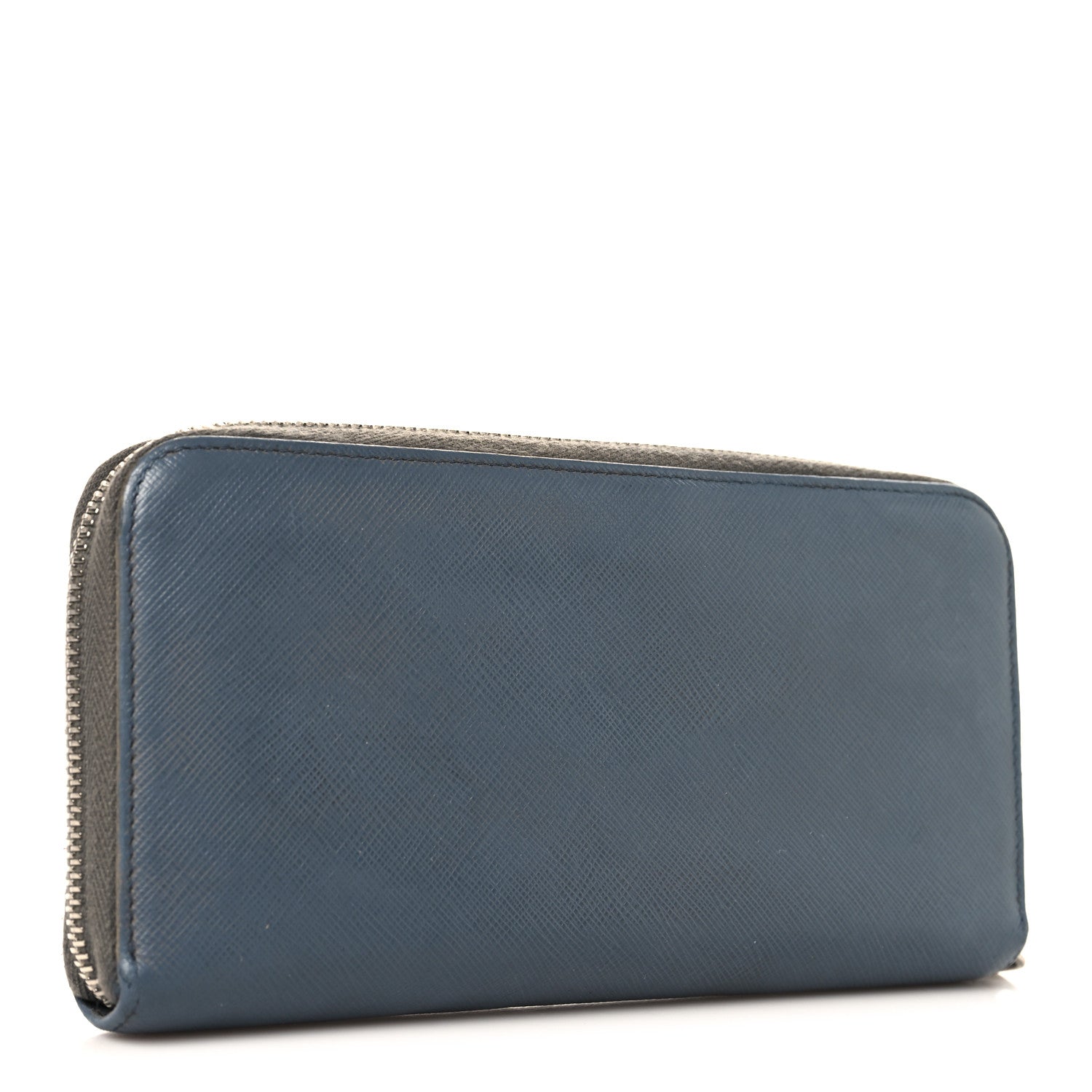 Prada Saffiano Metal Zip Around Wallet Grey 3 of 6