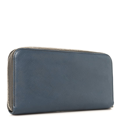 Prada Saffiano Metal Zip Around Wallet Grey 3 of 6