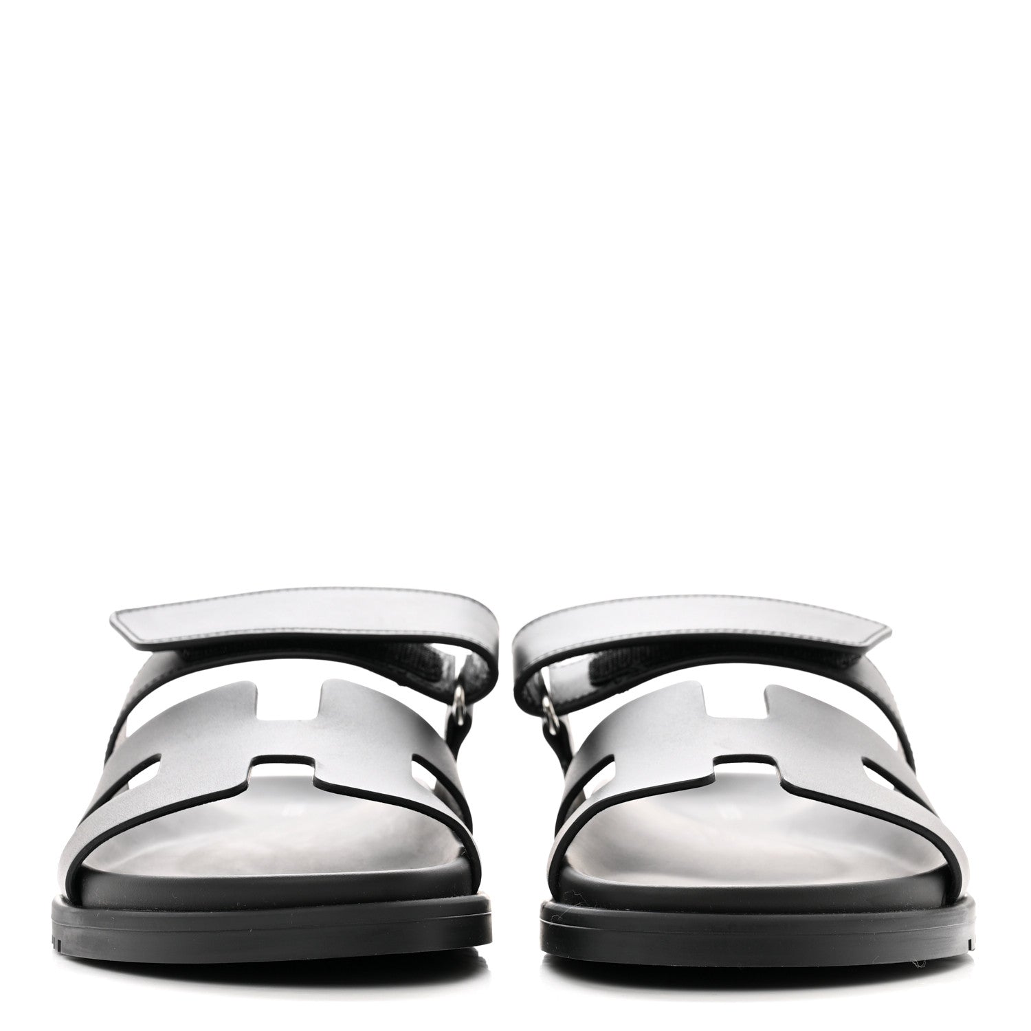 Hermes Calfskin Womens Chypre Sandals 37.5 Black 2 of 9