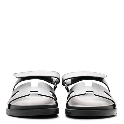 Hermes Calfskin Womens Chypre Sandals 37.5 Black 2 of 9