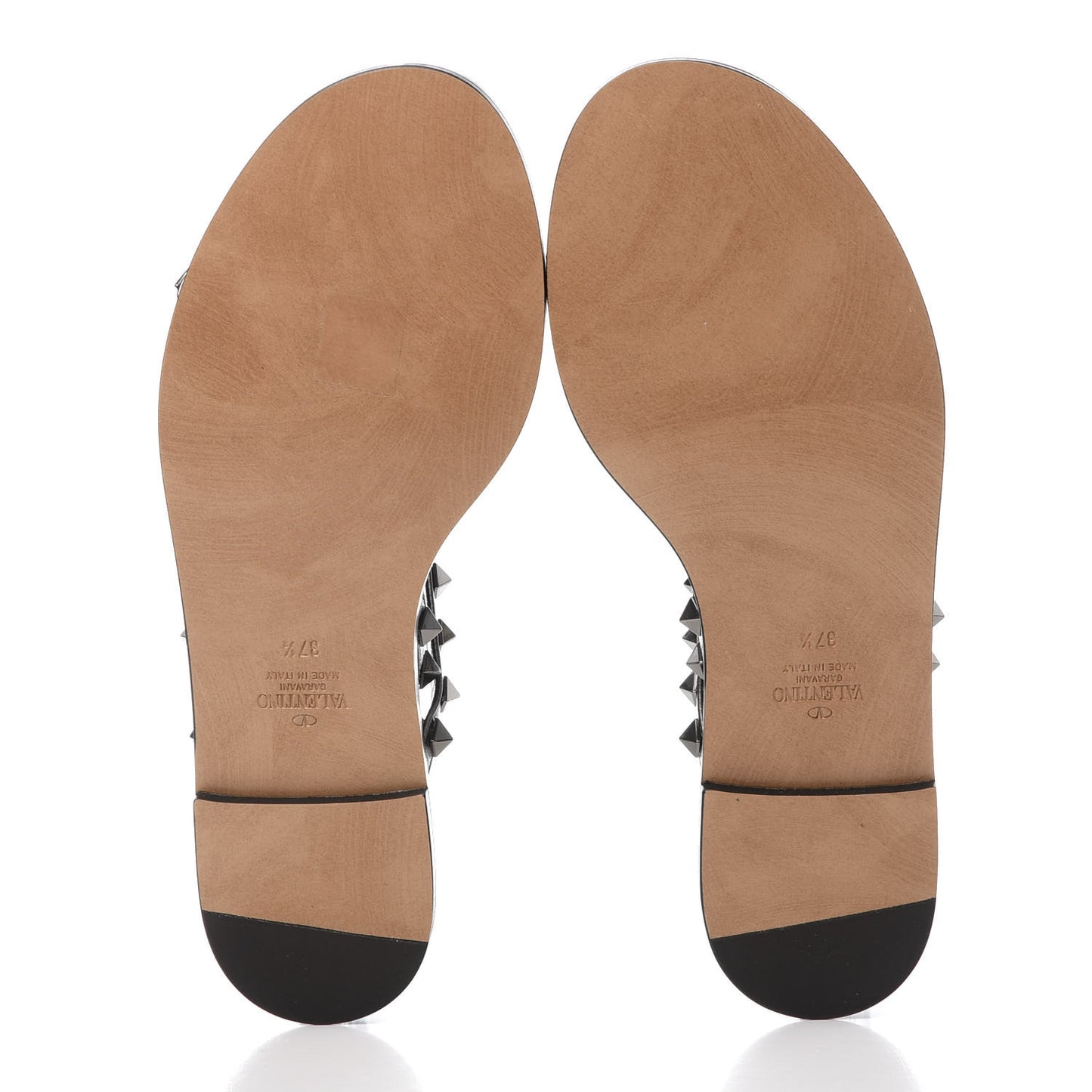 Metallic Nappa Rockstud T-Strap Slingback Flat Sandals 37.5 Rutenio