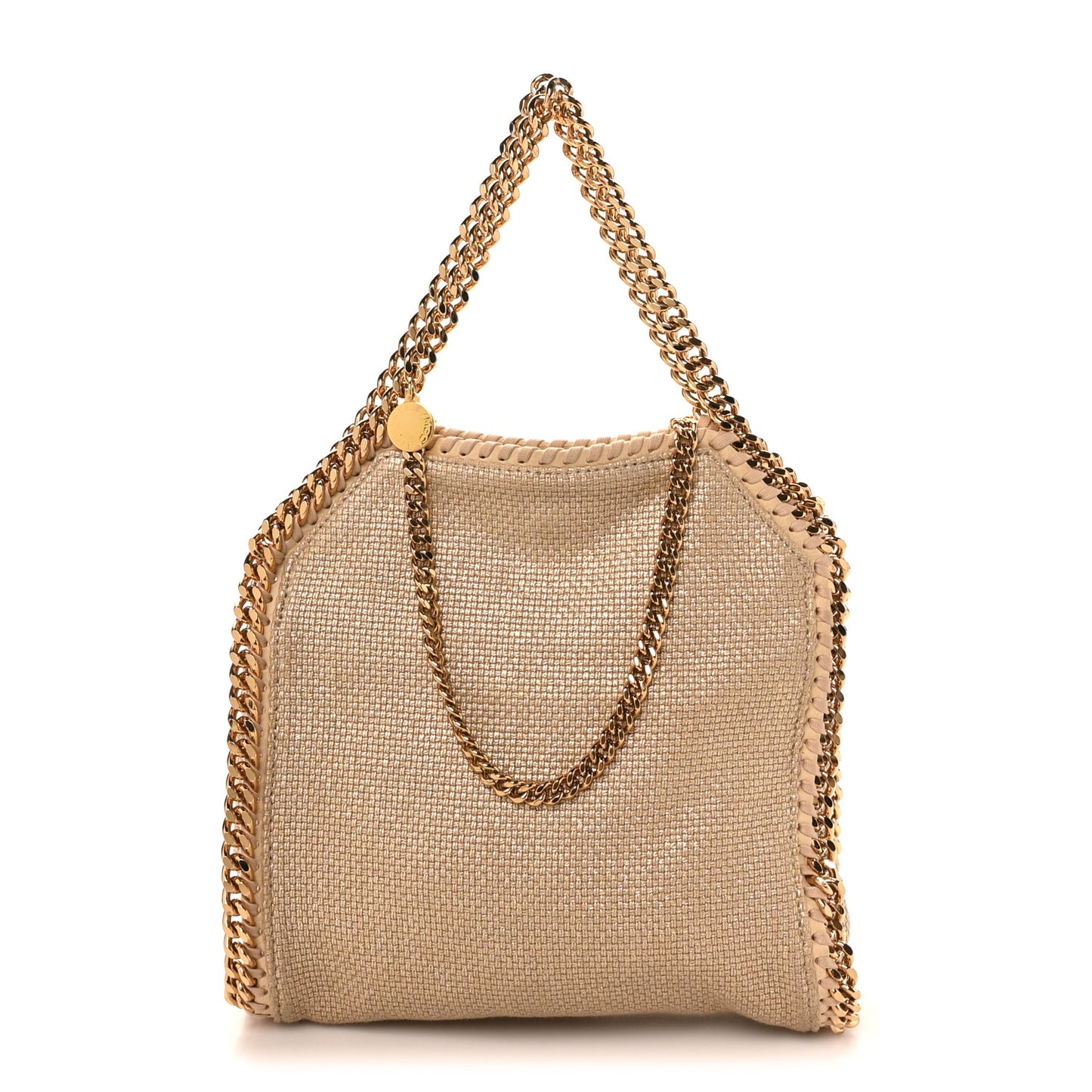 Metallic Woven Boucle Mini Fold Over Falabella Tote Gold