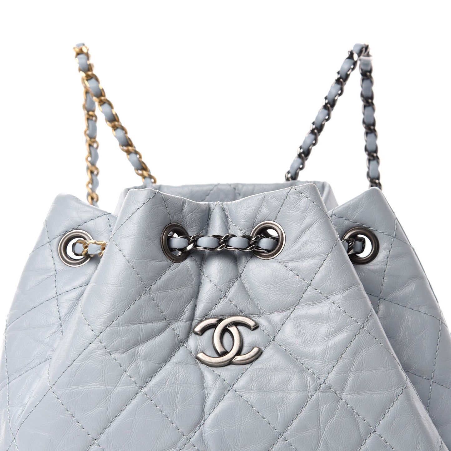 Aged Calfskin Quilted Small Gabrielle Backpack Light Blue