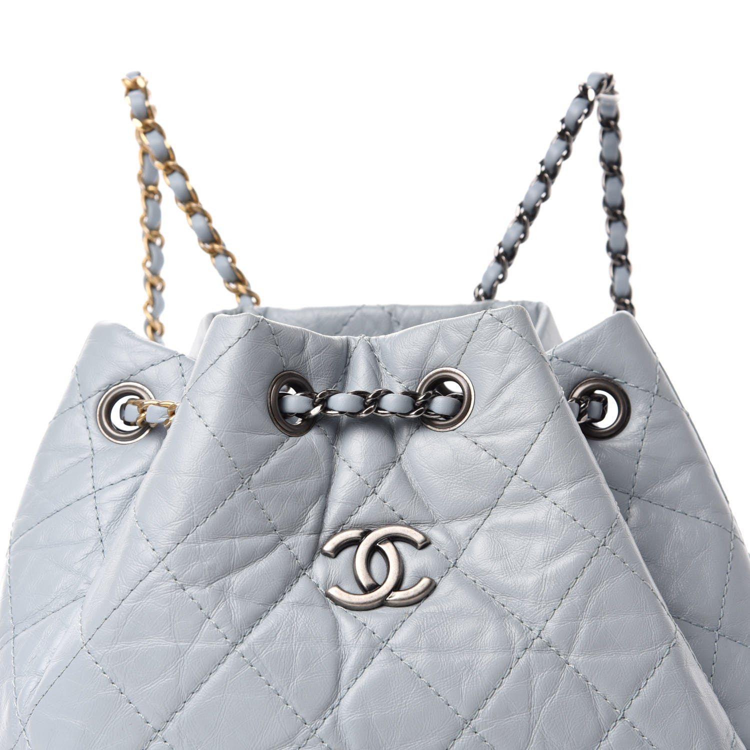 Chanel Aged Calfskin Quilted Small Gabrielle Backpack Light Blue 10 of 11