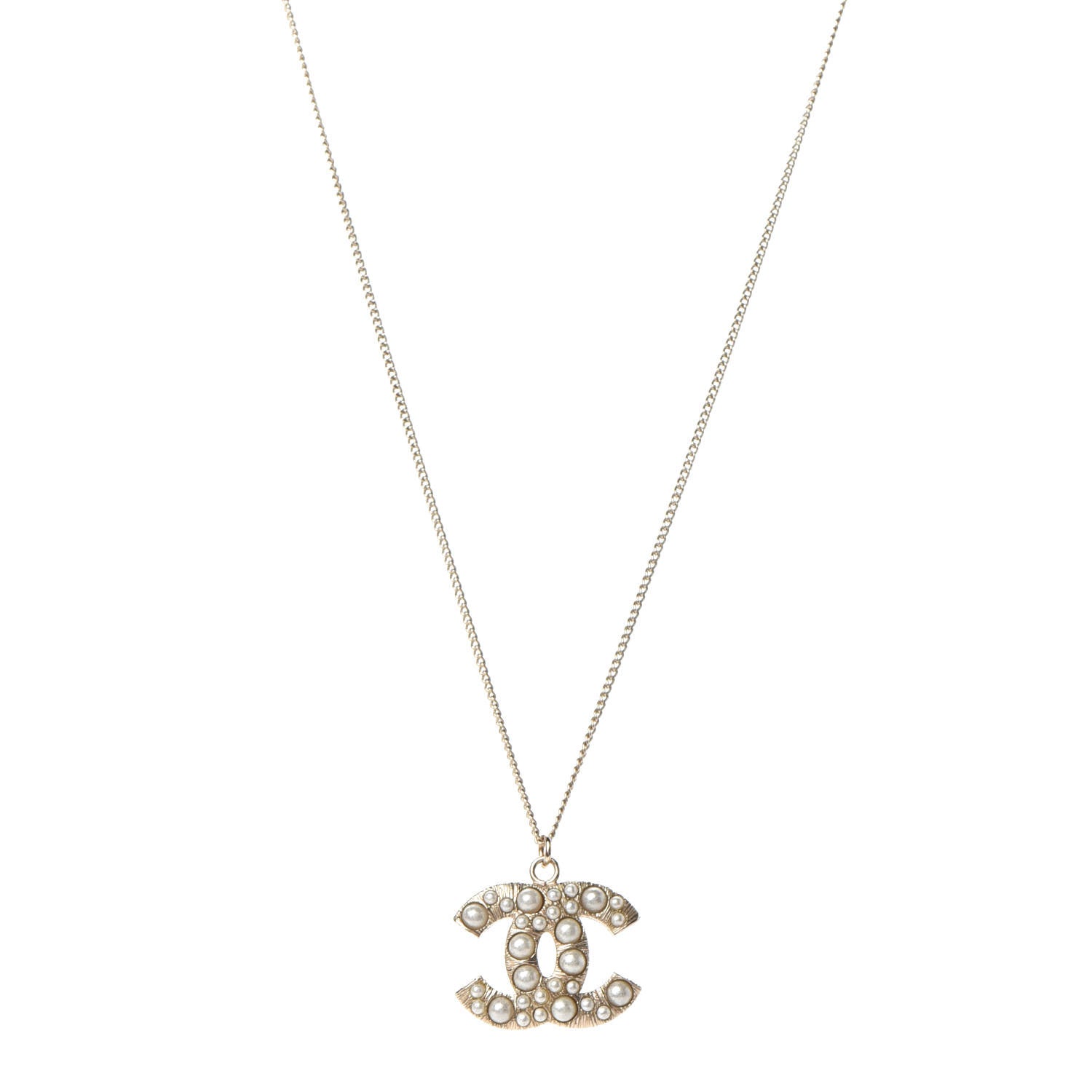 Chanel Pearl CC Pendant Necklace Gold 1 of 6