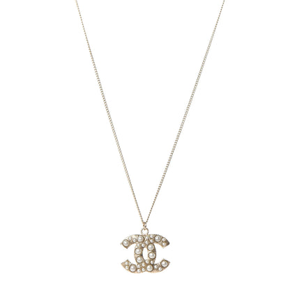 Chanel Pearl CC Pendant Necklace Gold 1 of 6