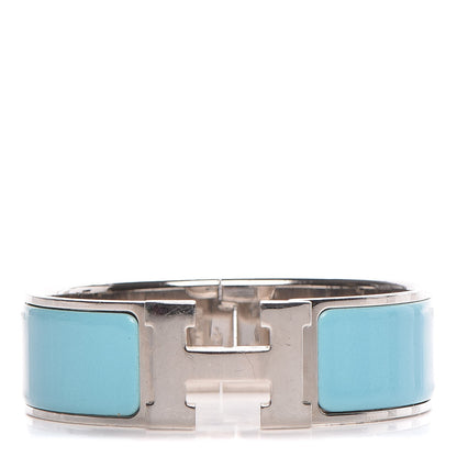 Hermes Enamel Wide Clic Clac H Bracelet GM Bleu Atoll 1 of 5