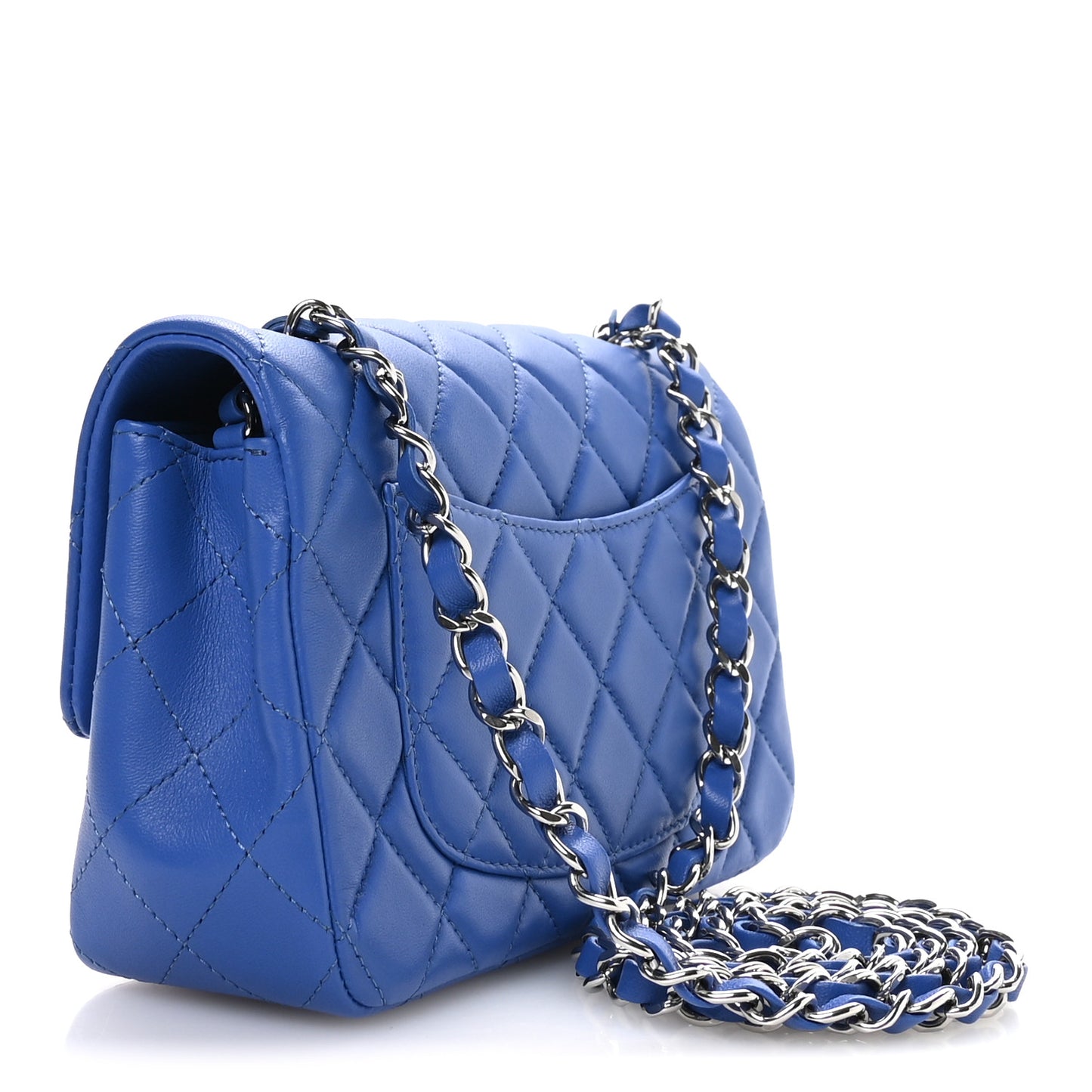 Lambskin Quilted Mini Rectangular Flap Blue