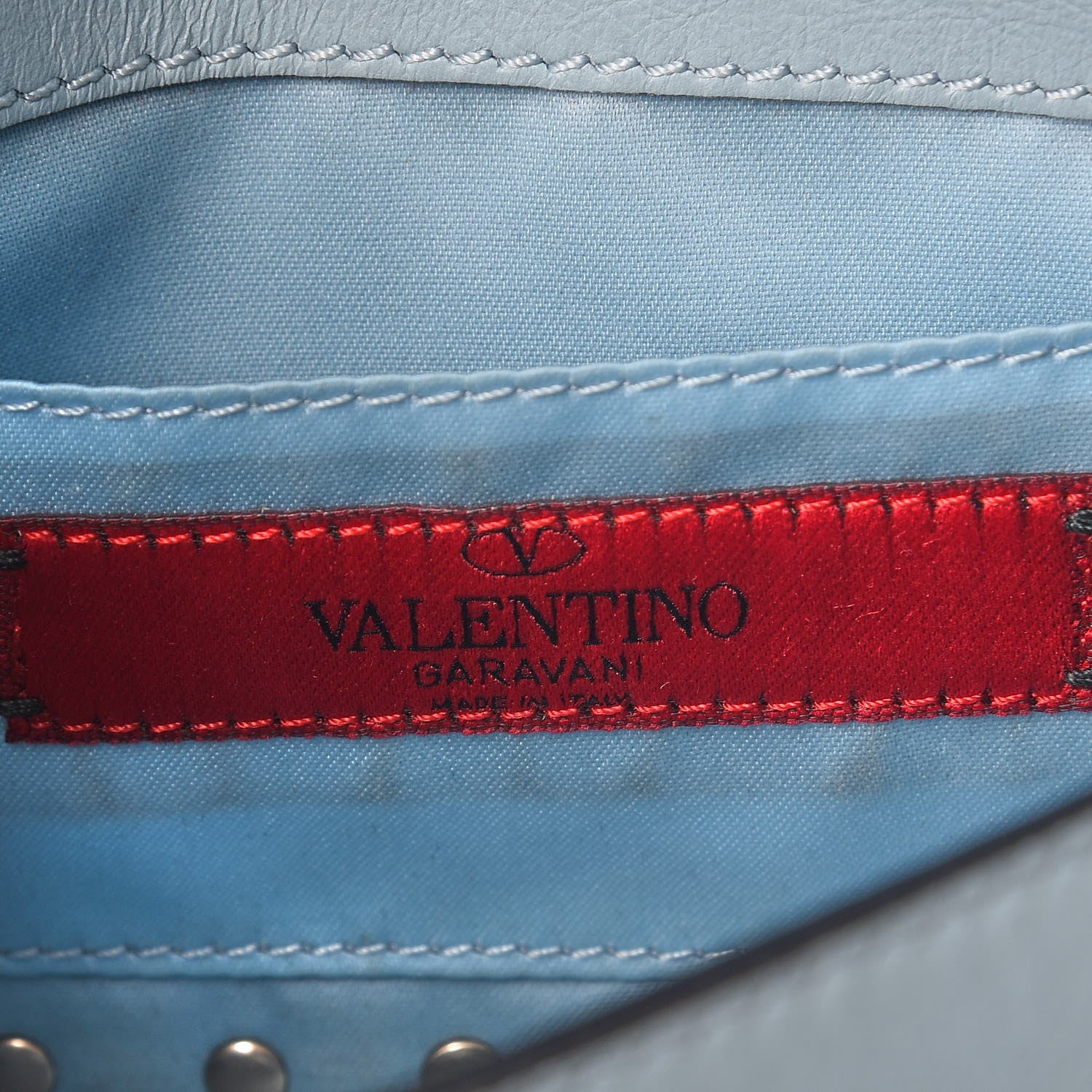 Valentino Garavani Vitello Small Rockstud Chain Flap Crossbody Bag Blue 7 of 10