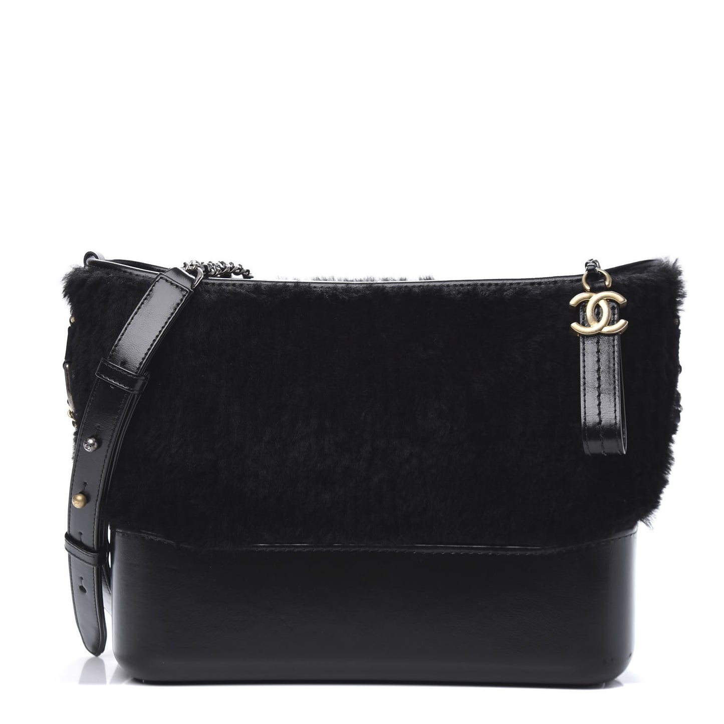 Shearling Medium Gabrielle Hobo Black