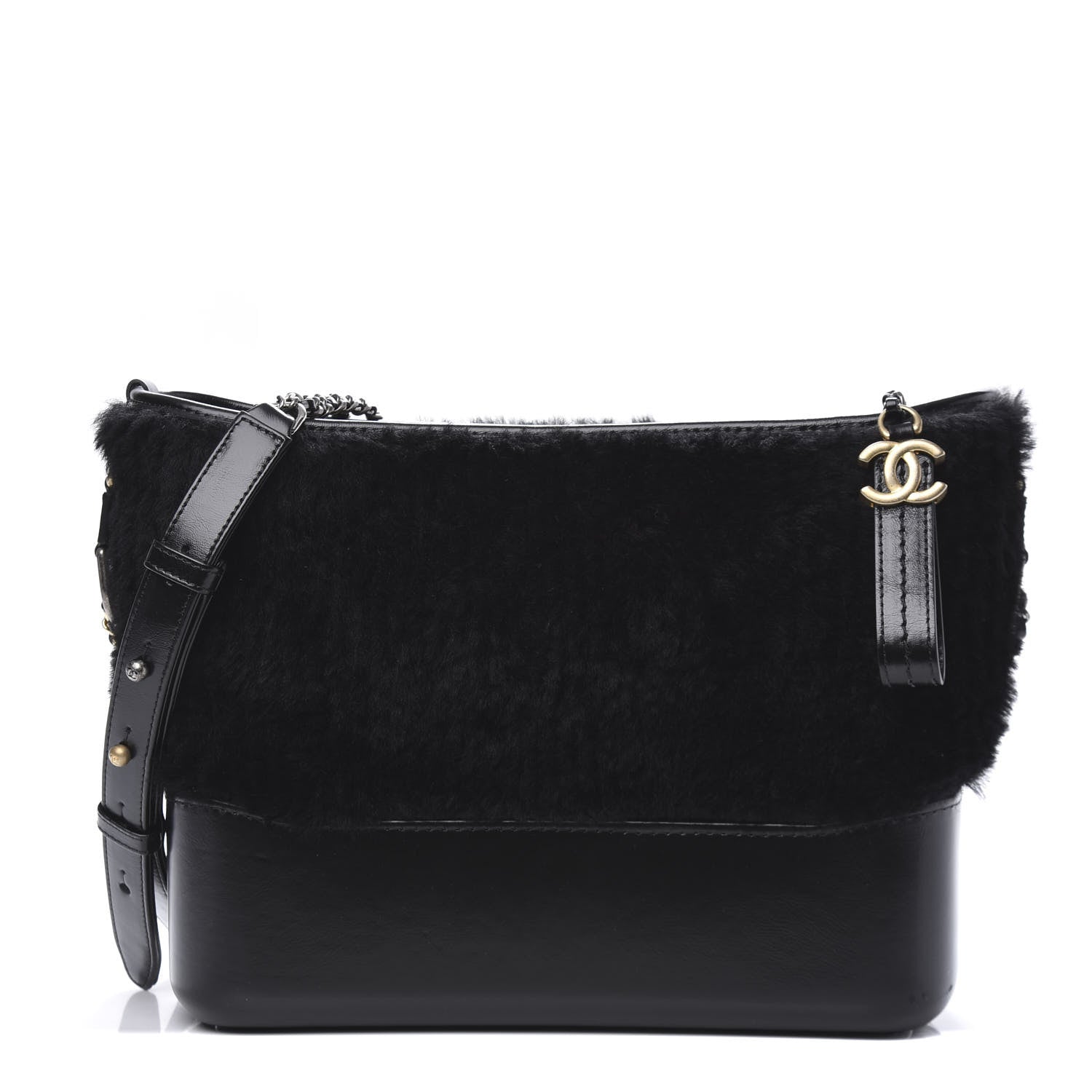 Chanel Shearling Medium Gabrielle Hobo Black 1 of 10