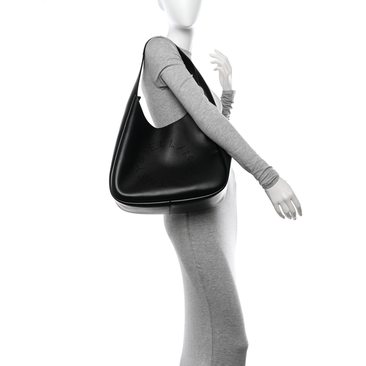 Eco Alter Nappa Perforated Slouchy Hobo Tote Black