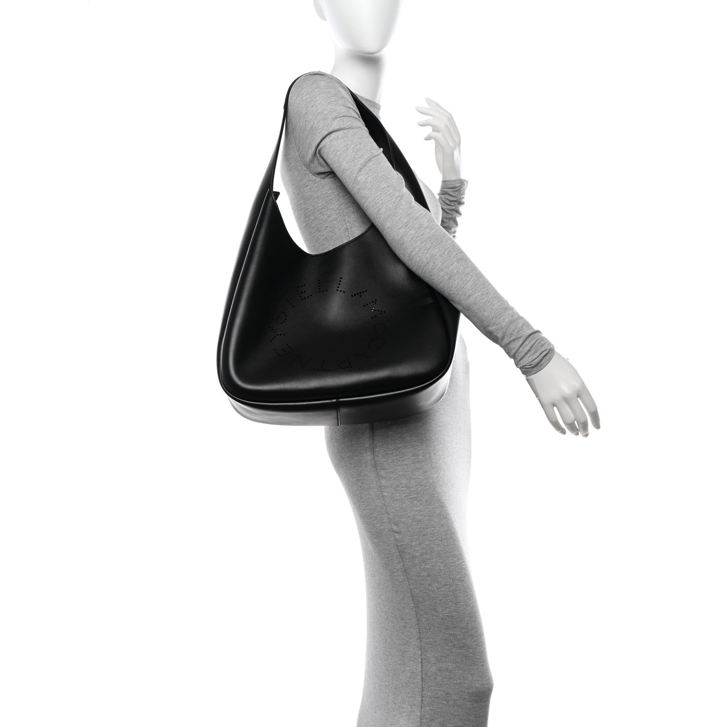 Stella McCartney Eco Alter Nappa Perforated Slouchy Hobo Tote Black 2 of 9