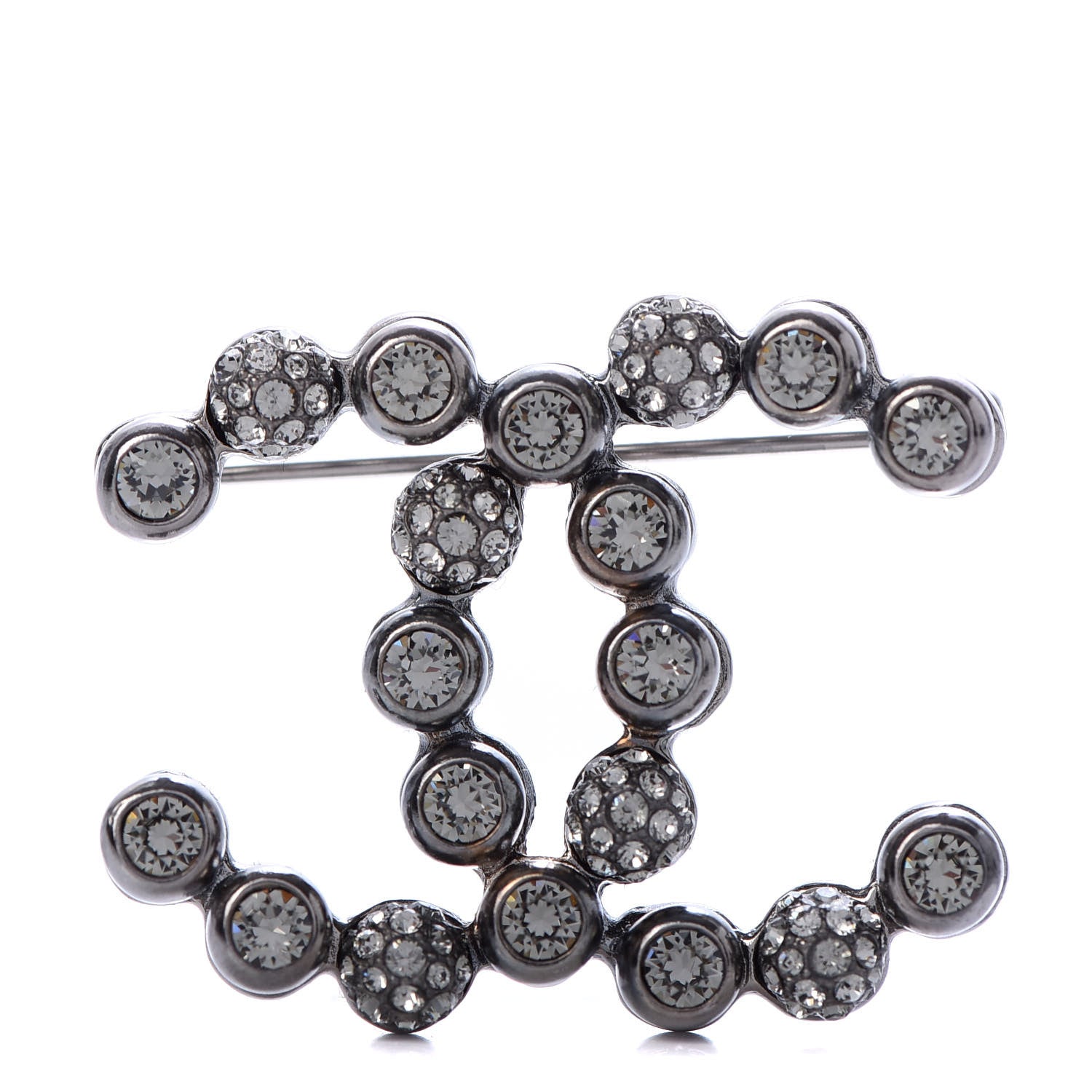Chanel Ruthenium Crystal CC Brooch 1 of 5