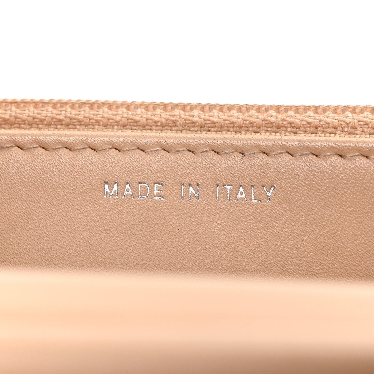 Patent Calfskin Chevron Quilted Wallet On Chain WOC Beige