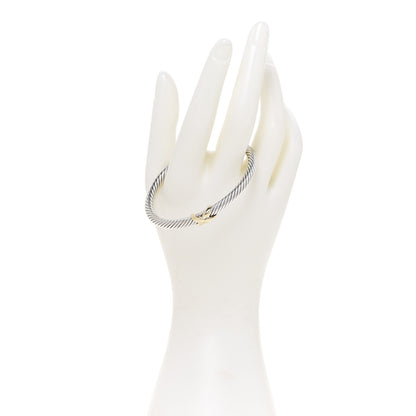David Yurman Sterling Silver 18K Yellow Gold 4mm X Station Cable Bracelet 2 of 4
