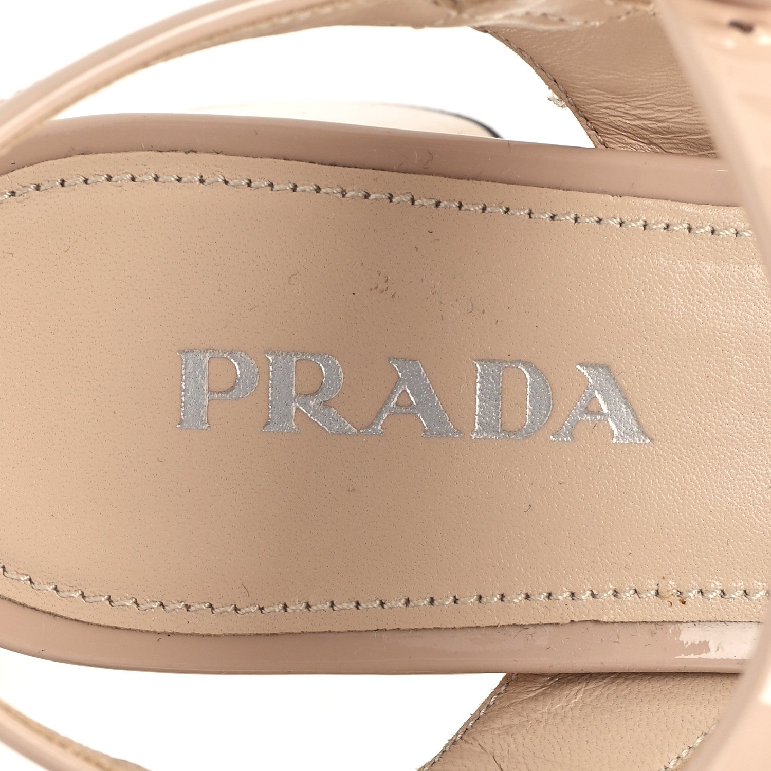 Prada Vernice Crisscross Platform 20/65mm Sandals 38.5 Beige 6 of 10